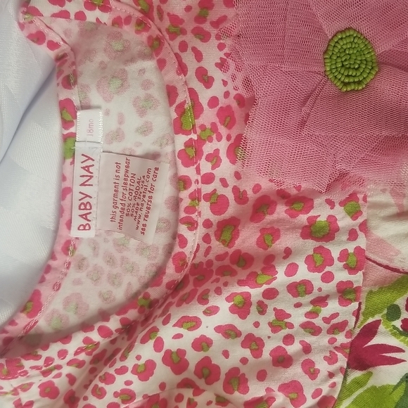 BABY NAY LAYERED DRESS SIZE 18 MONTHS PINK FLORAL -COTTON - Picture 2 of 8